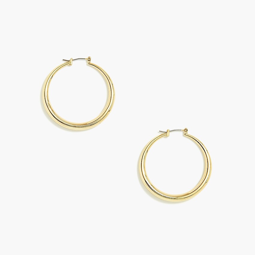 factory: thick hoop earrings for women, right side, view zoomed
