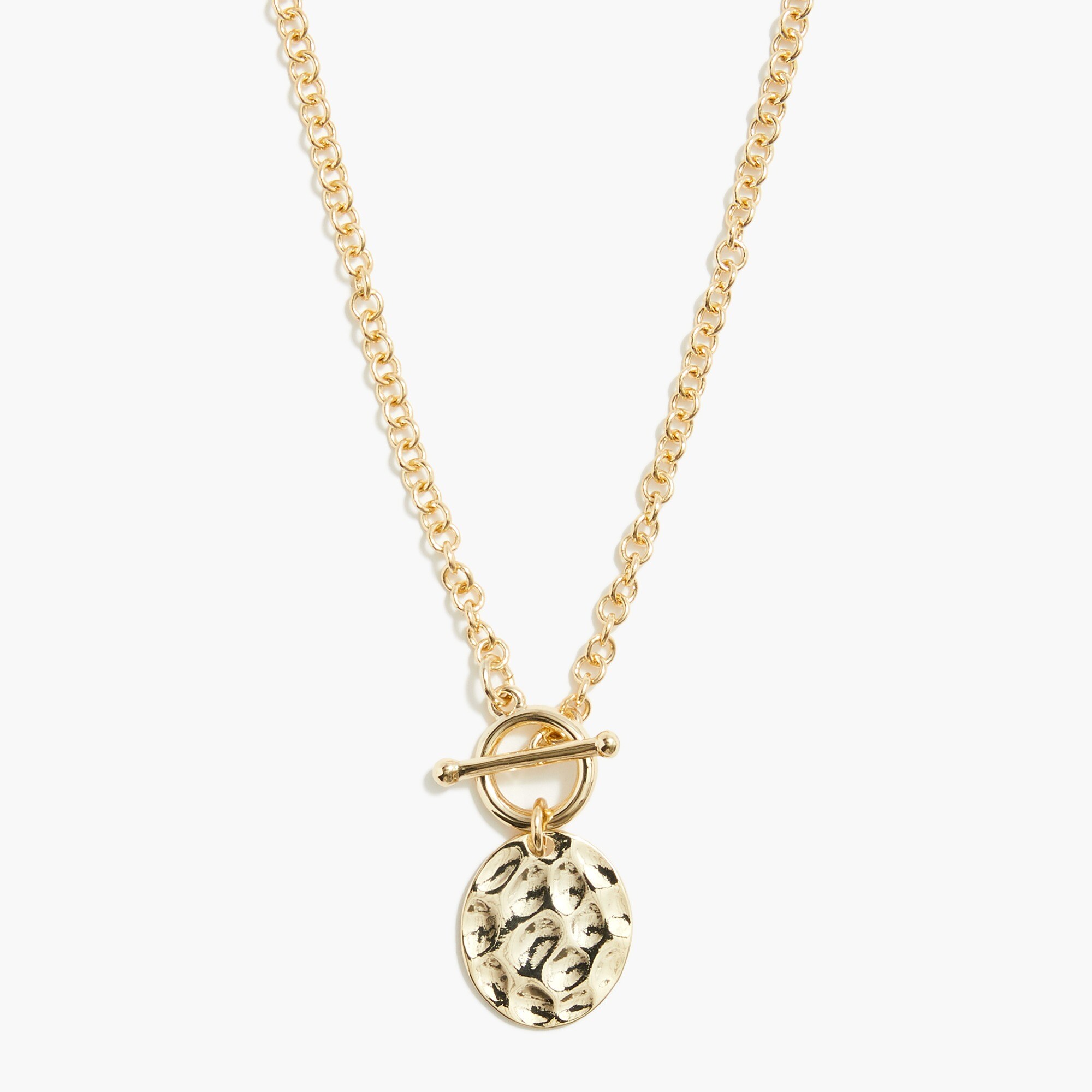 Hammered gold pendant necklace
