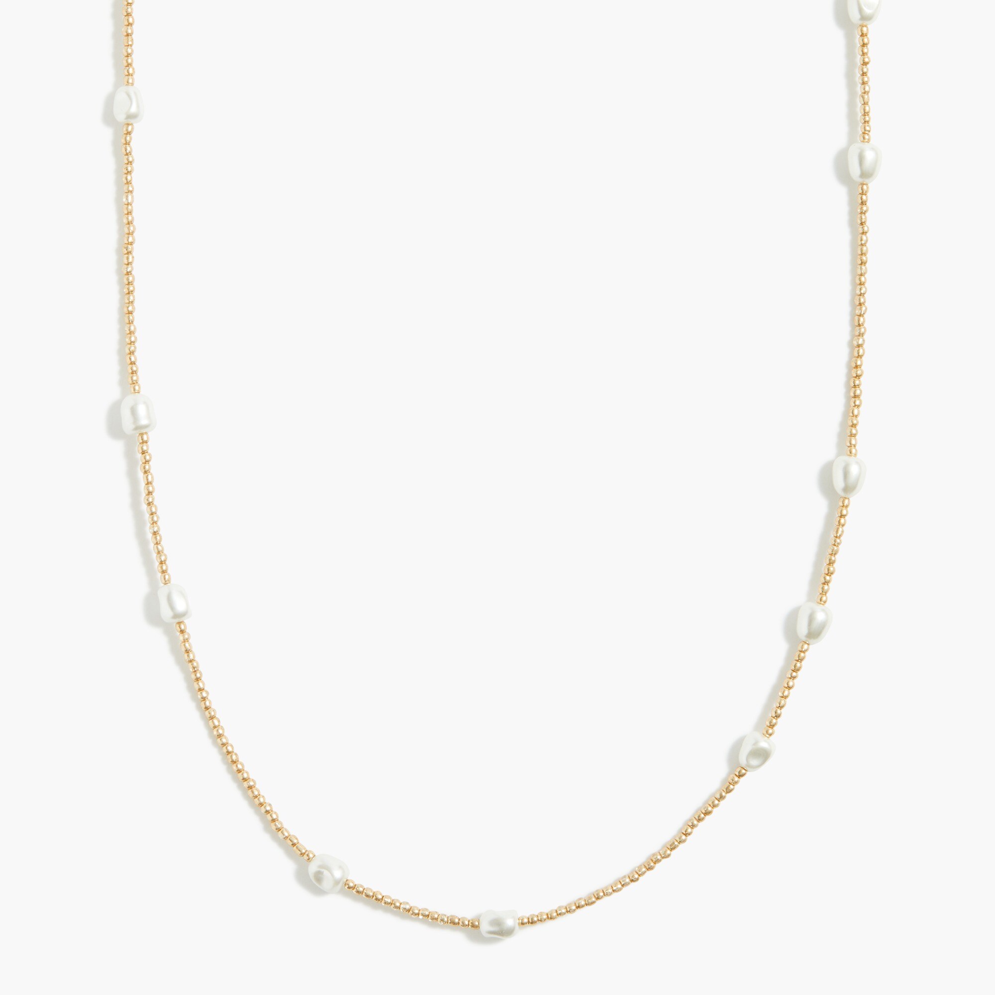 Pearl and gold beaded long necklace
