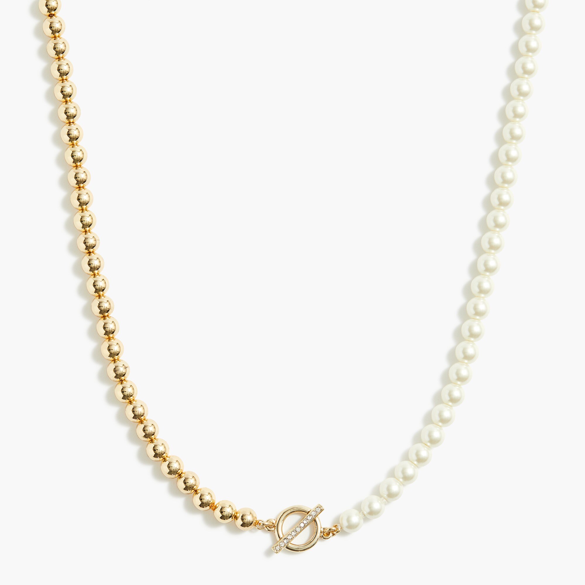 Pearl and gold beaded long necklace