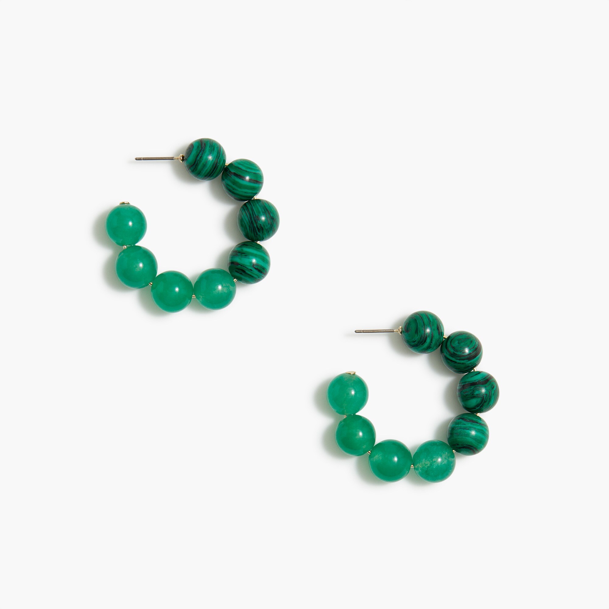 Beaded stone hoop earrings