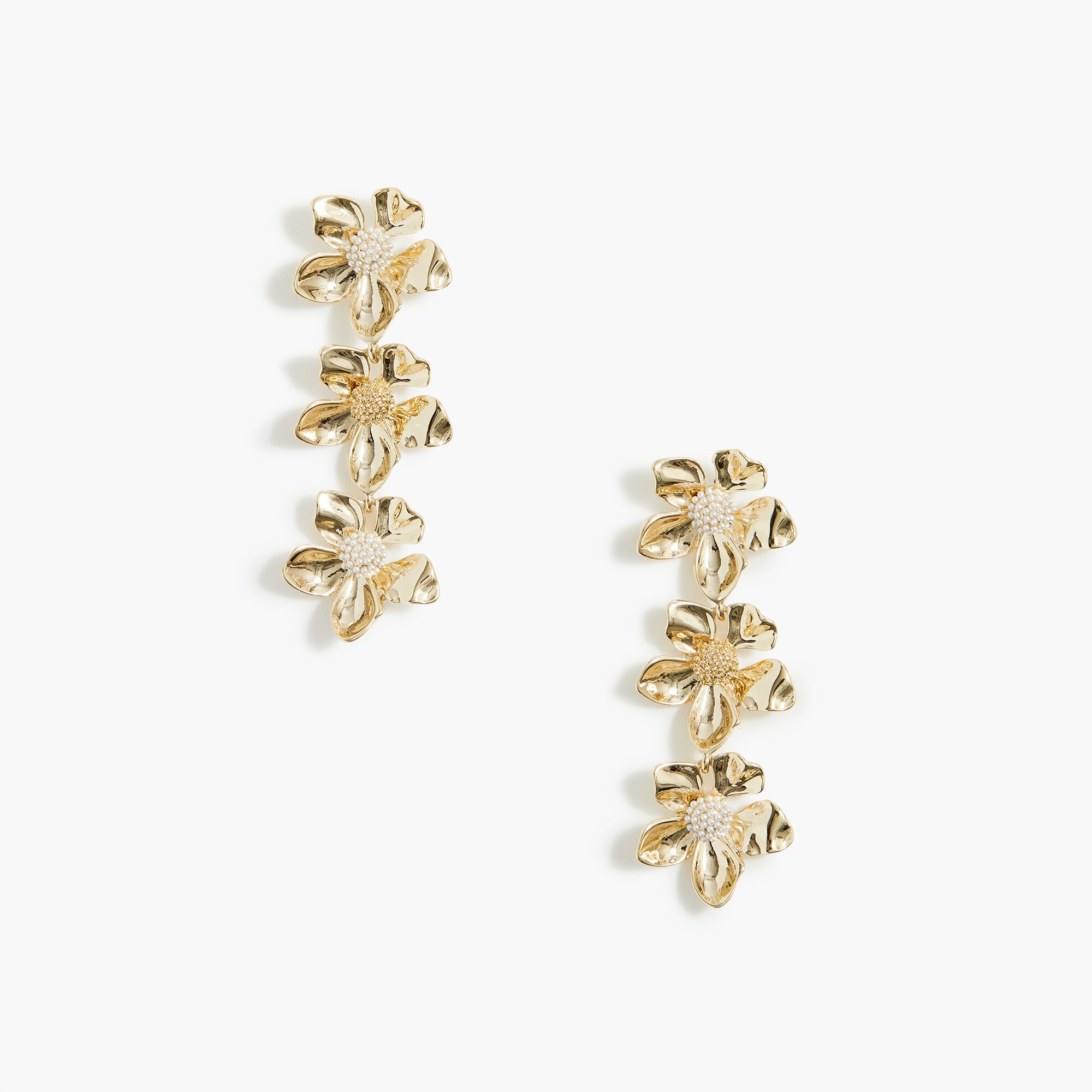Gold floral statement earrings