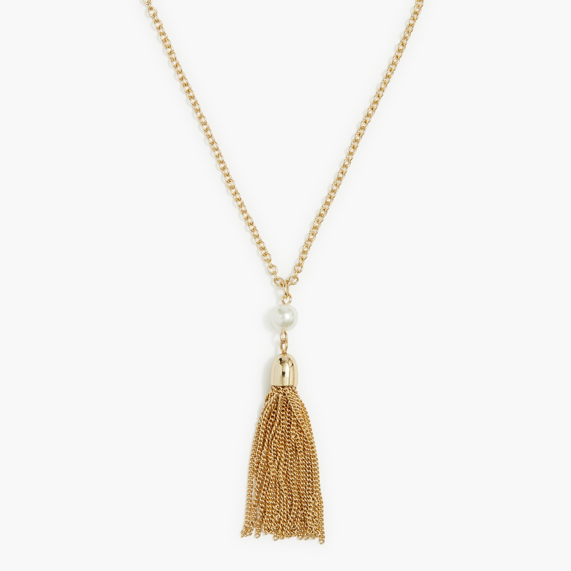 Gold and pearl tassel necklace