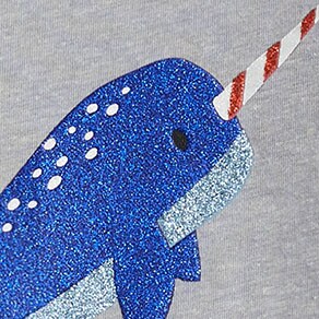 Girls&apos; long-sleeve glitter narwhal graphic tee WINTER NARWHAL GRAPHIC factory: girls&apos; long-sleeve glitter narwhal graphic tee for girls