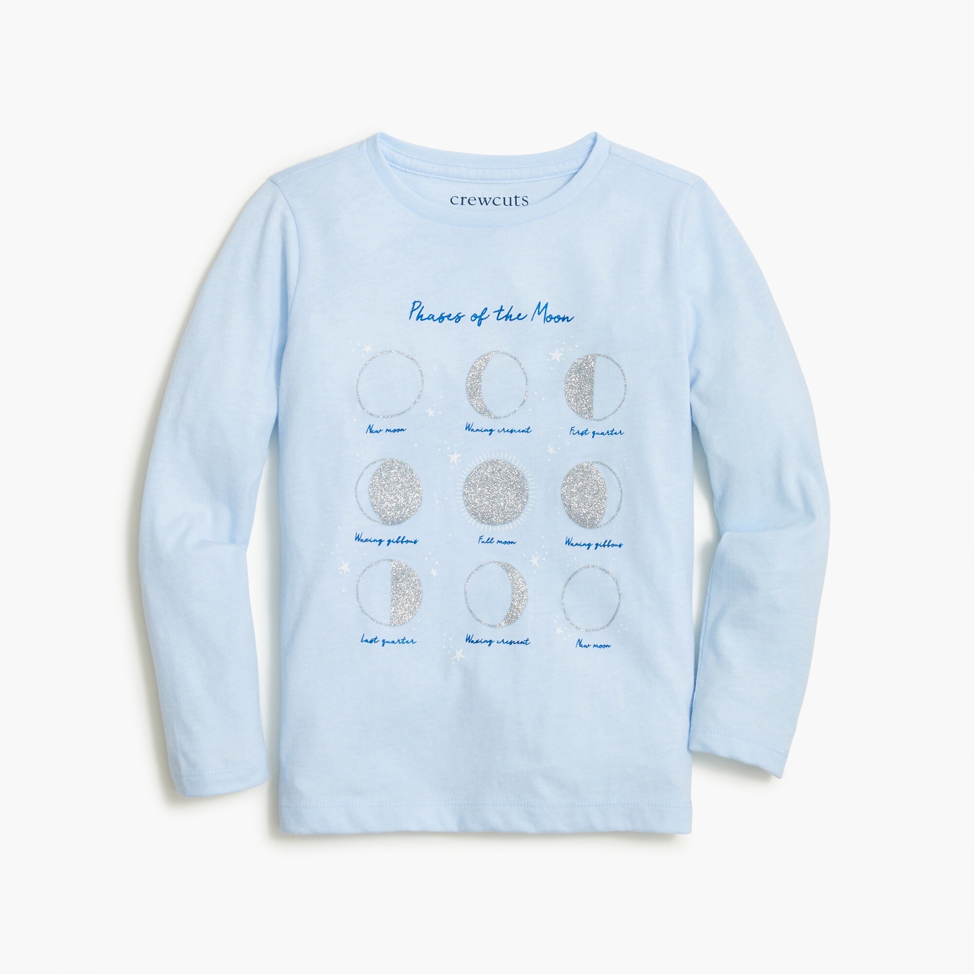 Girls' long-sleeve moon phases graphic tee