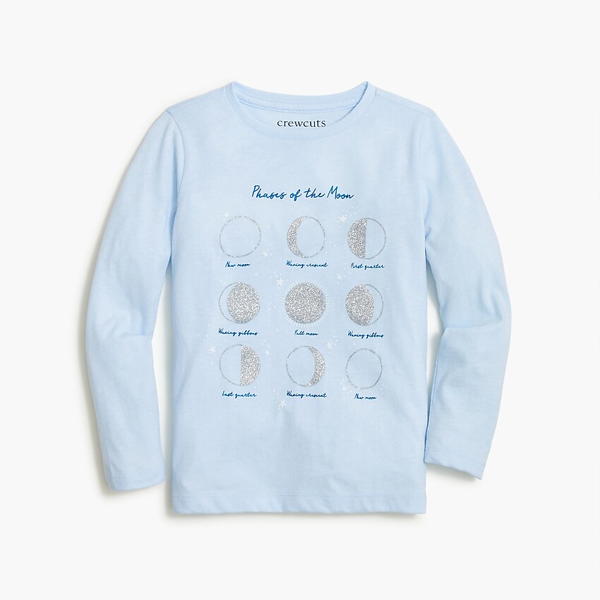 factory: girls&apos; long-sleeve moon phases graphic tee for girls, right side, view zoomed
