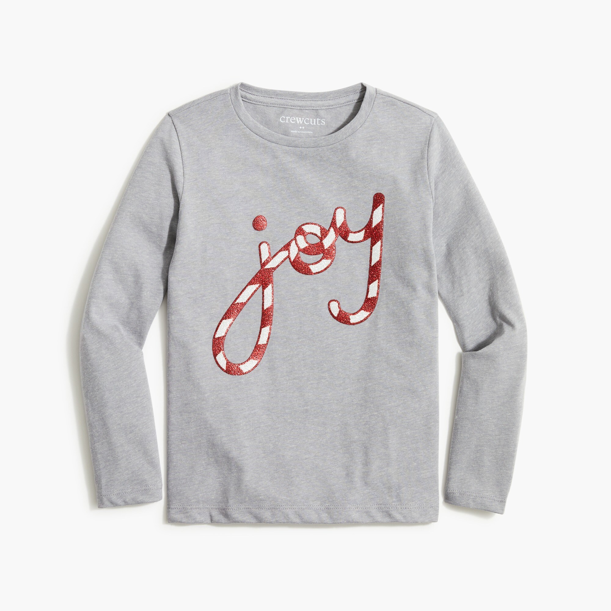 Girls' long-sleeve glitter "joyful" graphic tee