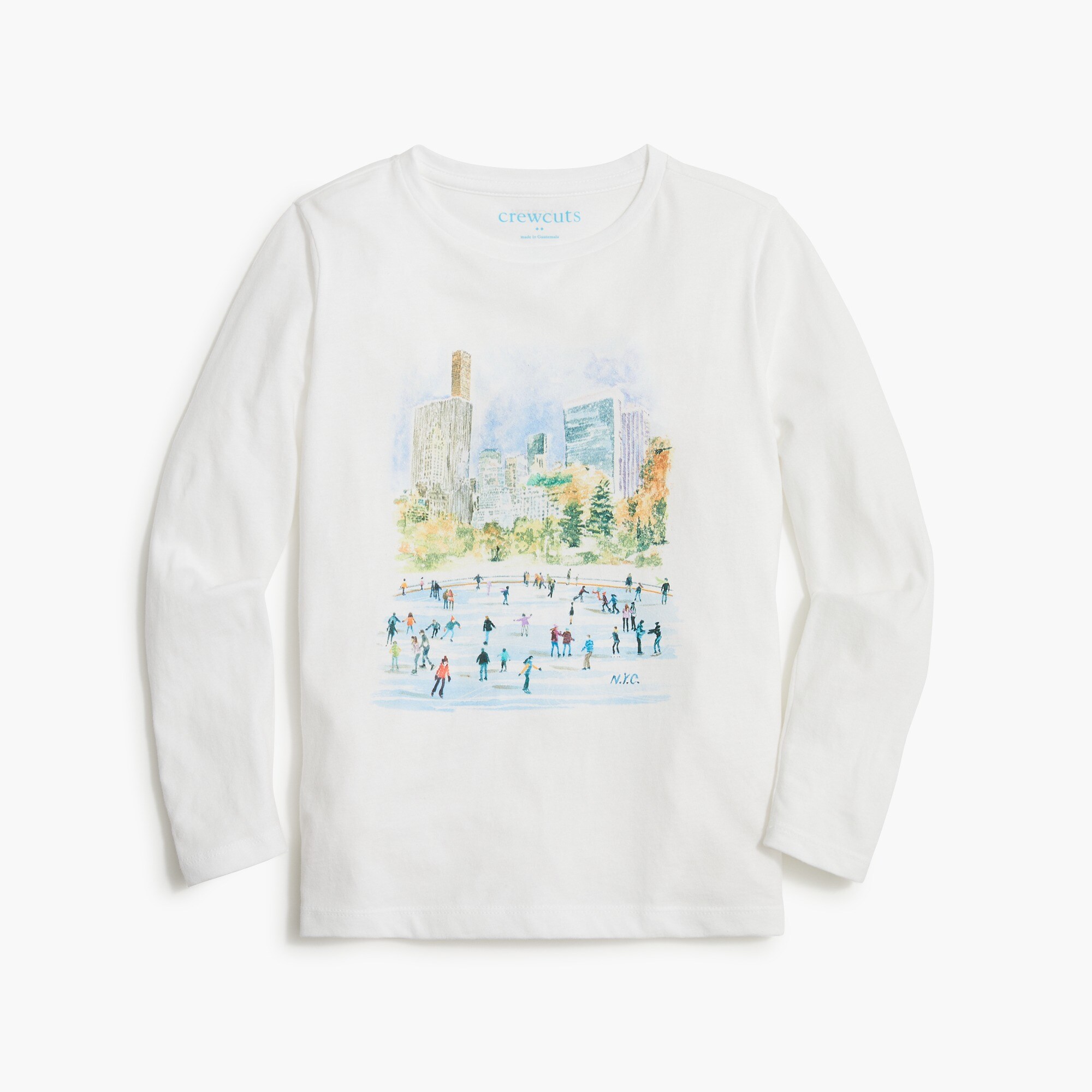 Girls' long-sleeve ice skating graphic tee