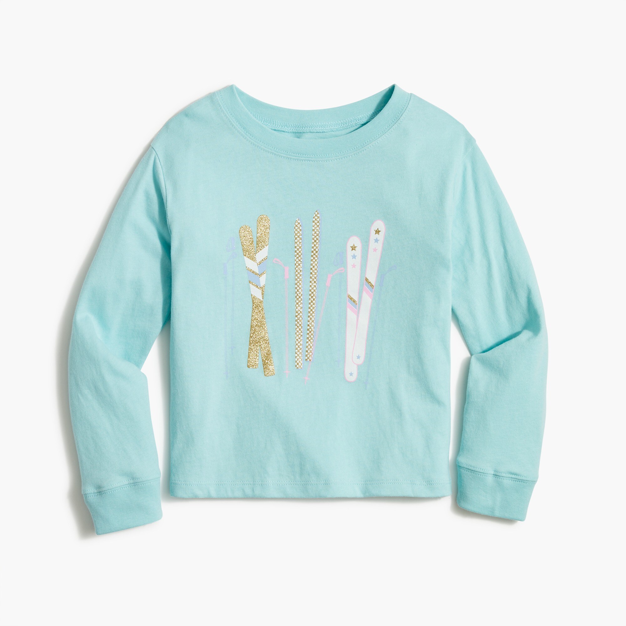 Girls' long-sleeve active ski graphic tee