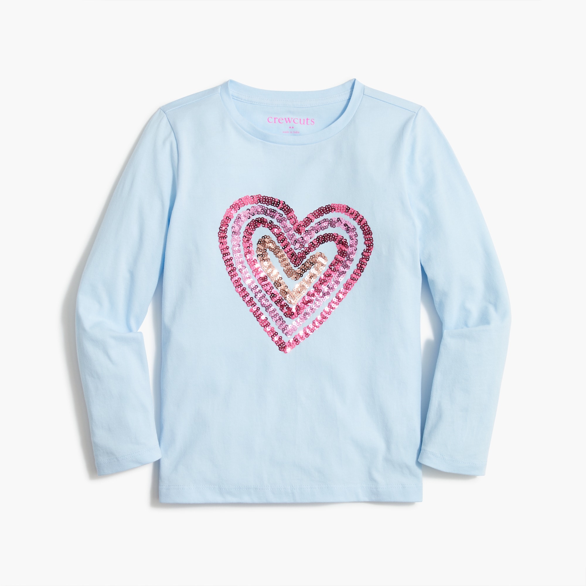girls' long-sleeve sequin heart graphic tee for girls