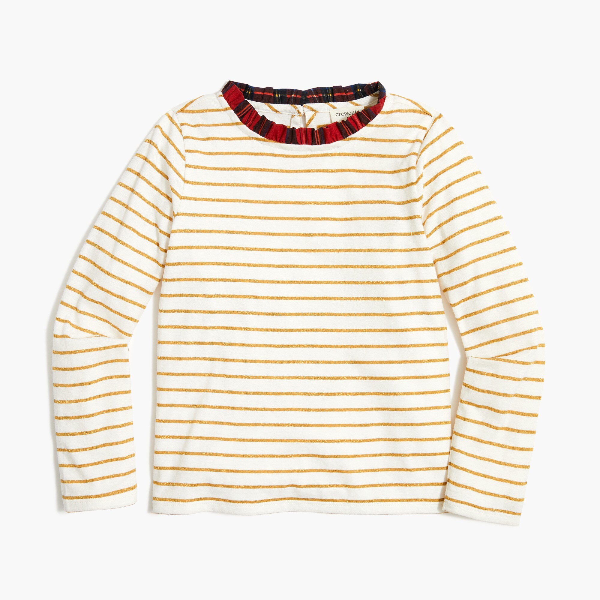 girls' long-sleeve woven ruffleneck top for girls