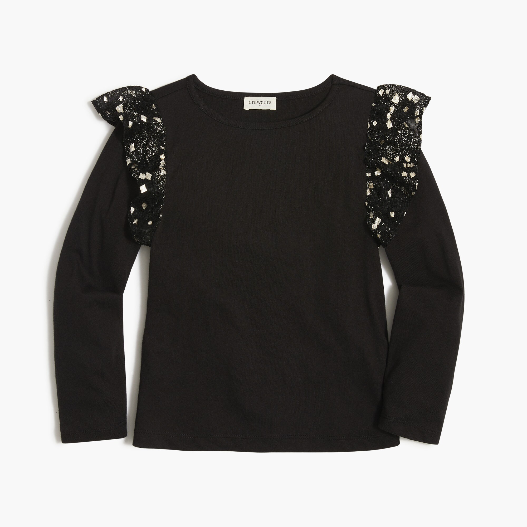 Girls' shimmer ruffle top