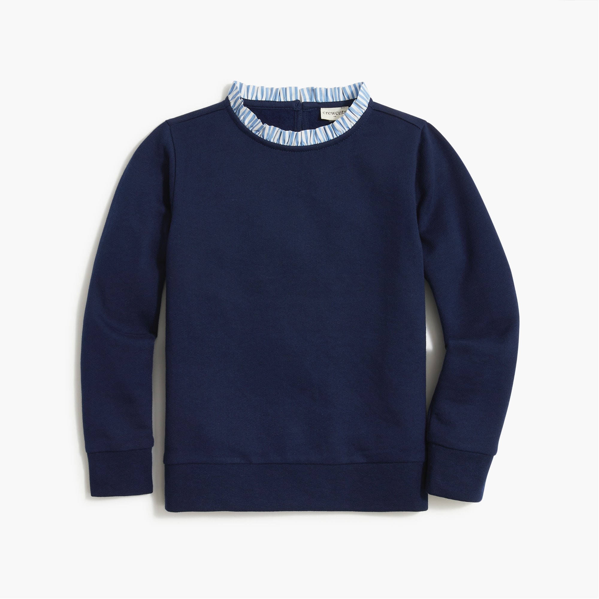 Girls' mixed-woven ruffleneck sweatshirt