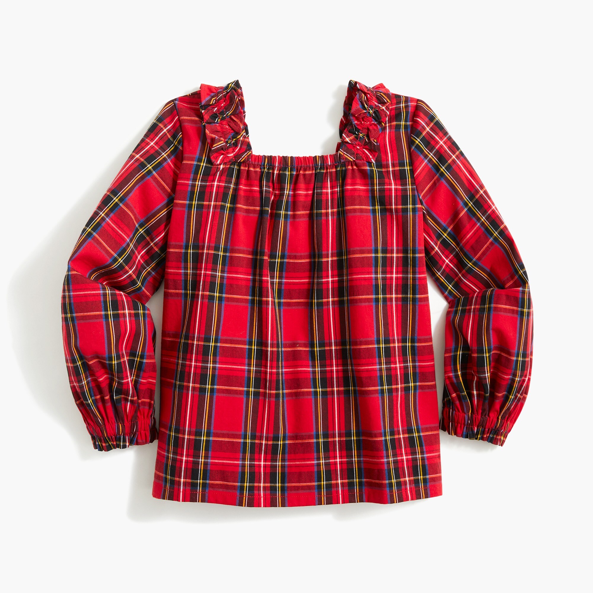 Girls' squareneck ruffle-trim top