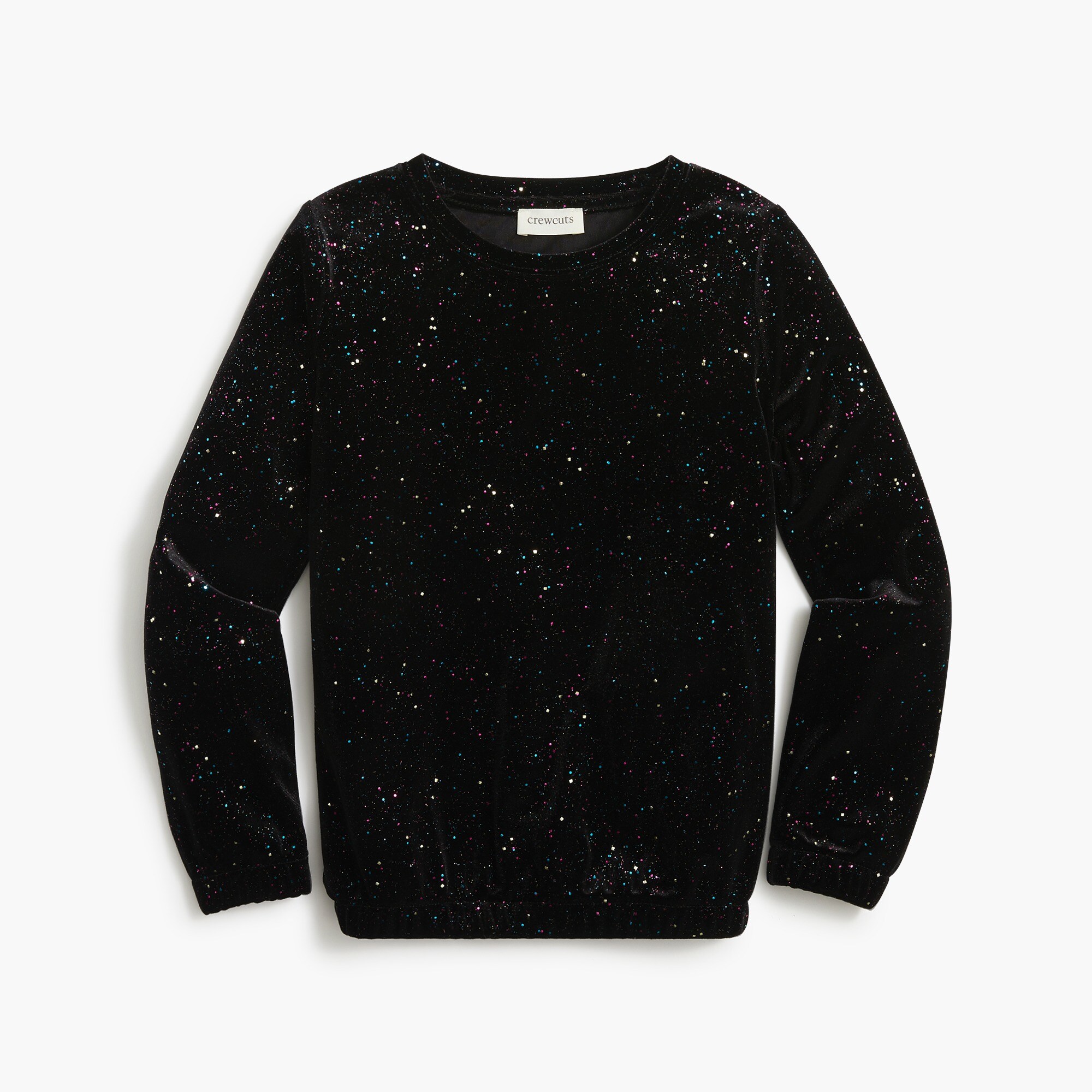 Girls' long-sleeve glitter puff-sleeve top