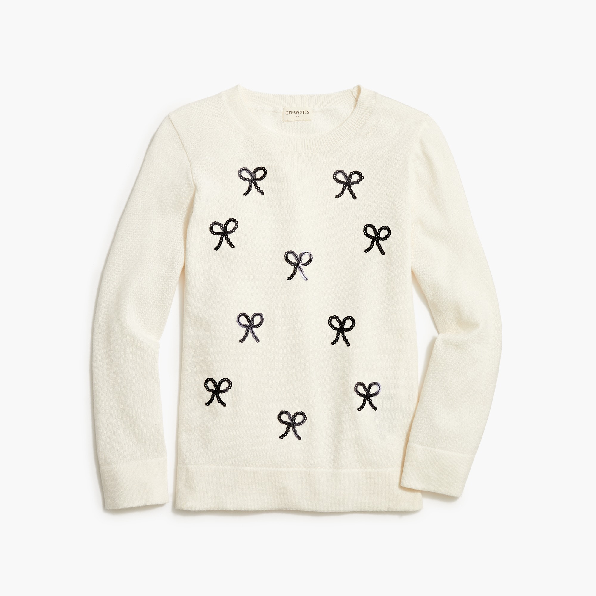 Girls' sequin bow sweater