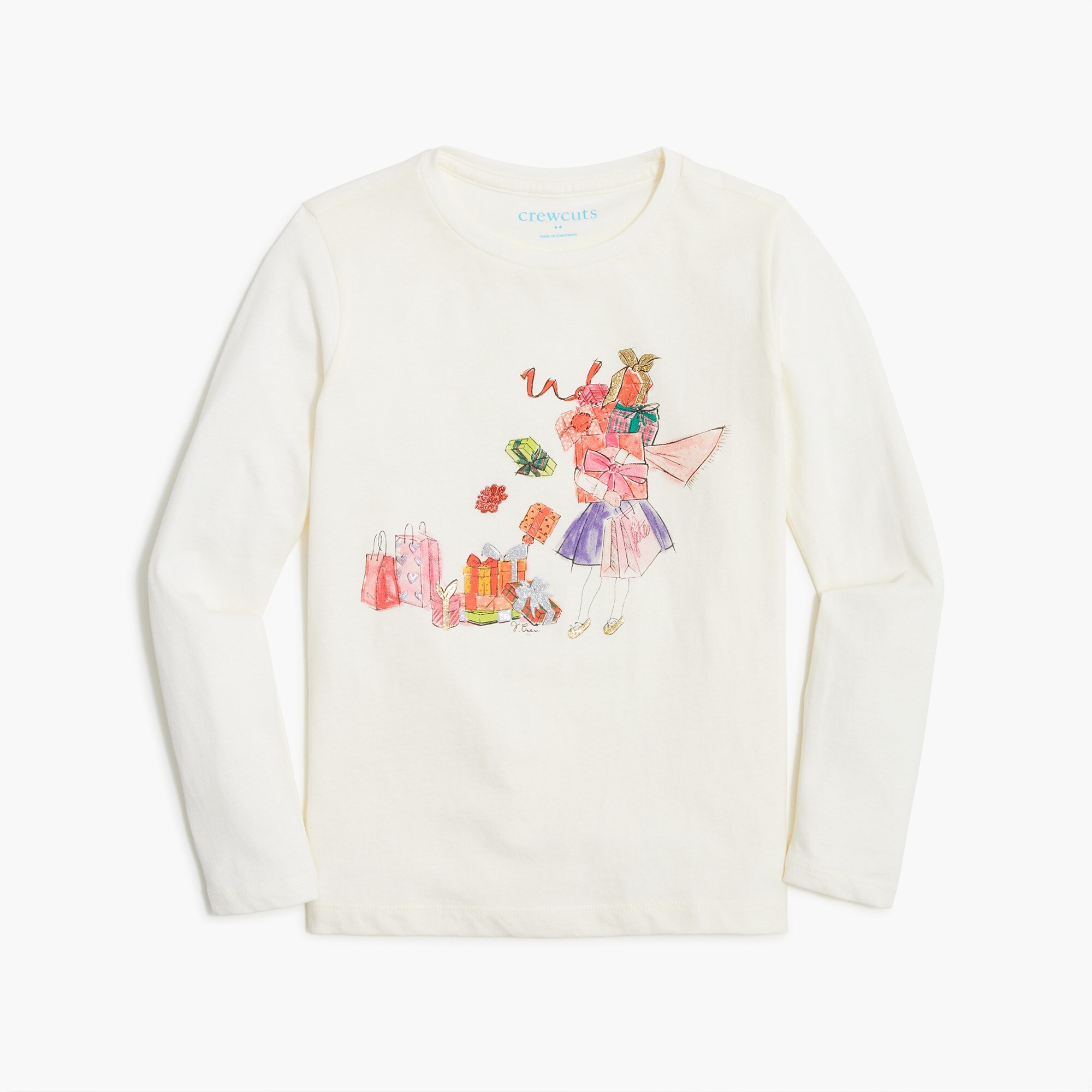 Girls' long-sleeve present girl graphic tee