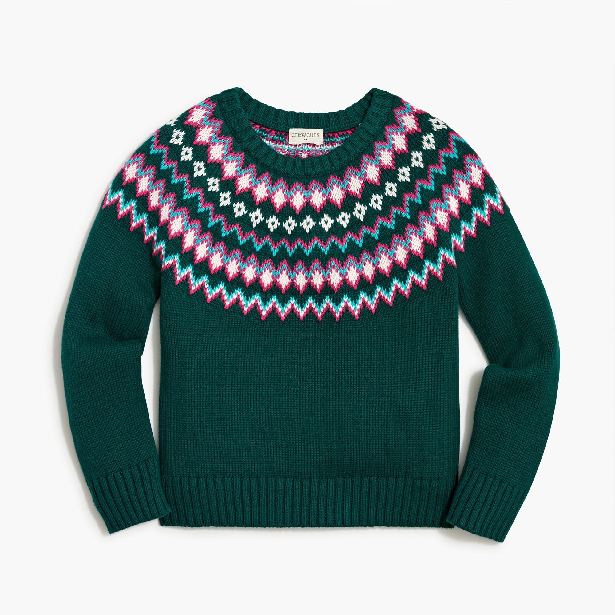 Girls' long-sleeve Fair Isle sweater