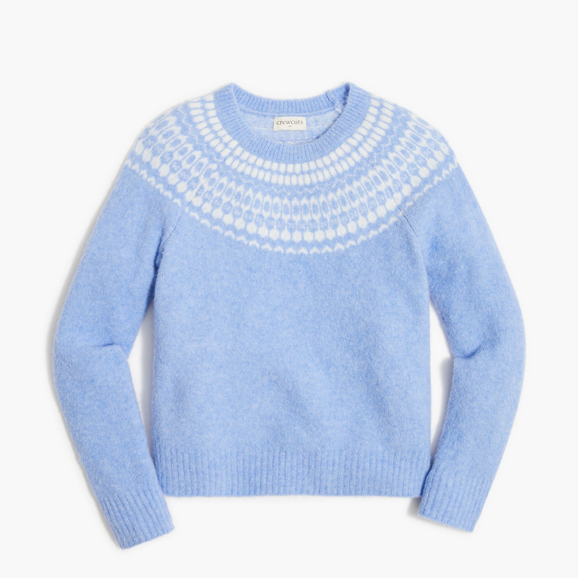 Girls' long-sleeve Fair Isle sweater in extra-soft yarn