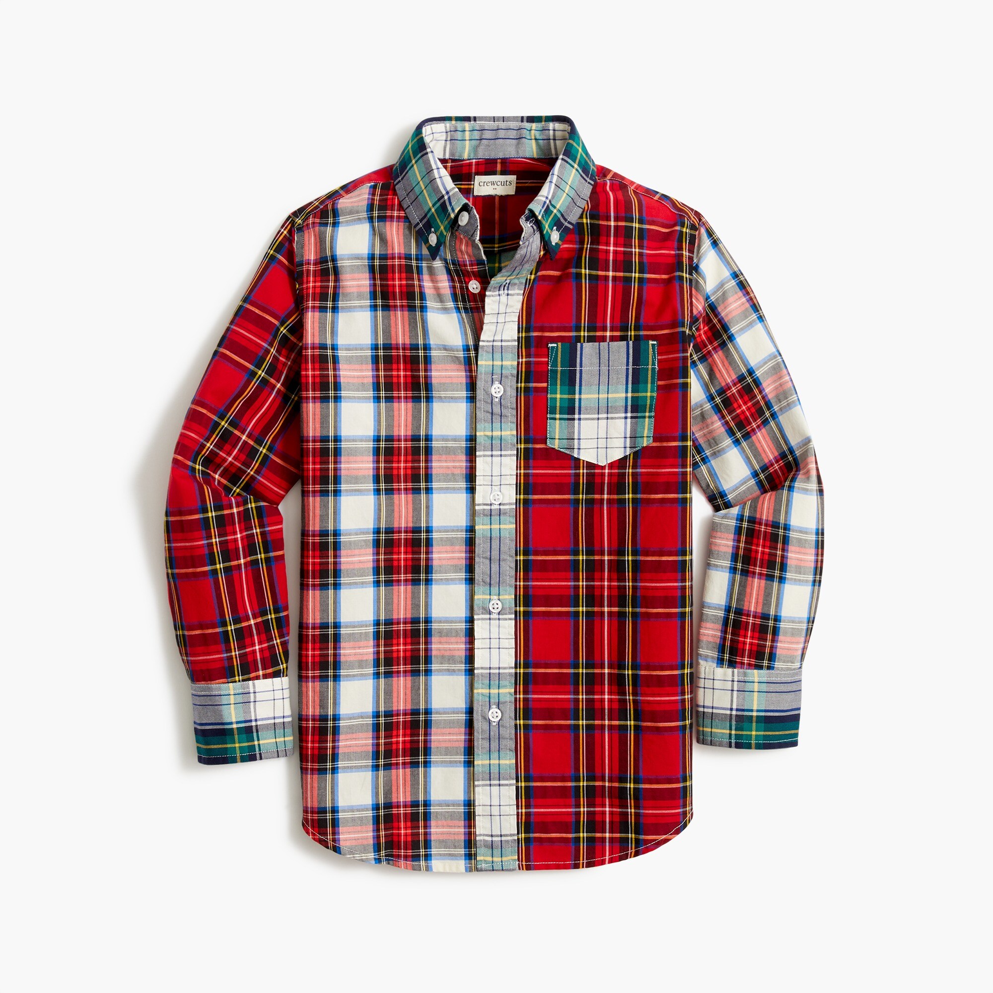 Kids' mixed-plaid flex washed shirt