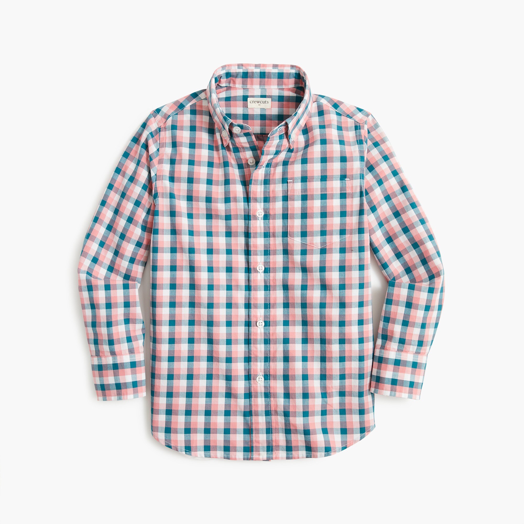 Boys' gingham flex washed shirt