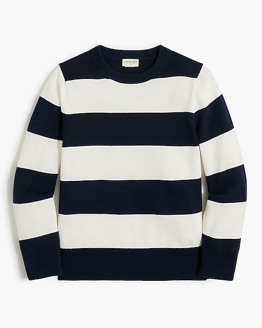 Boys' rugby stripe cotton crewneck sweater