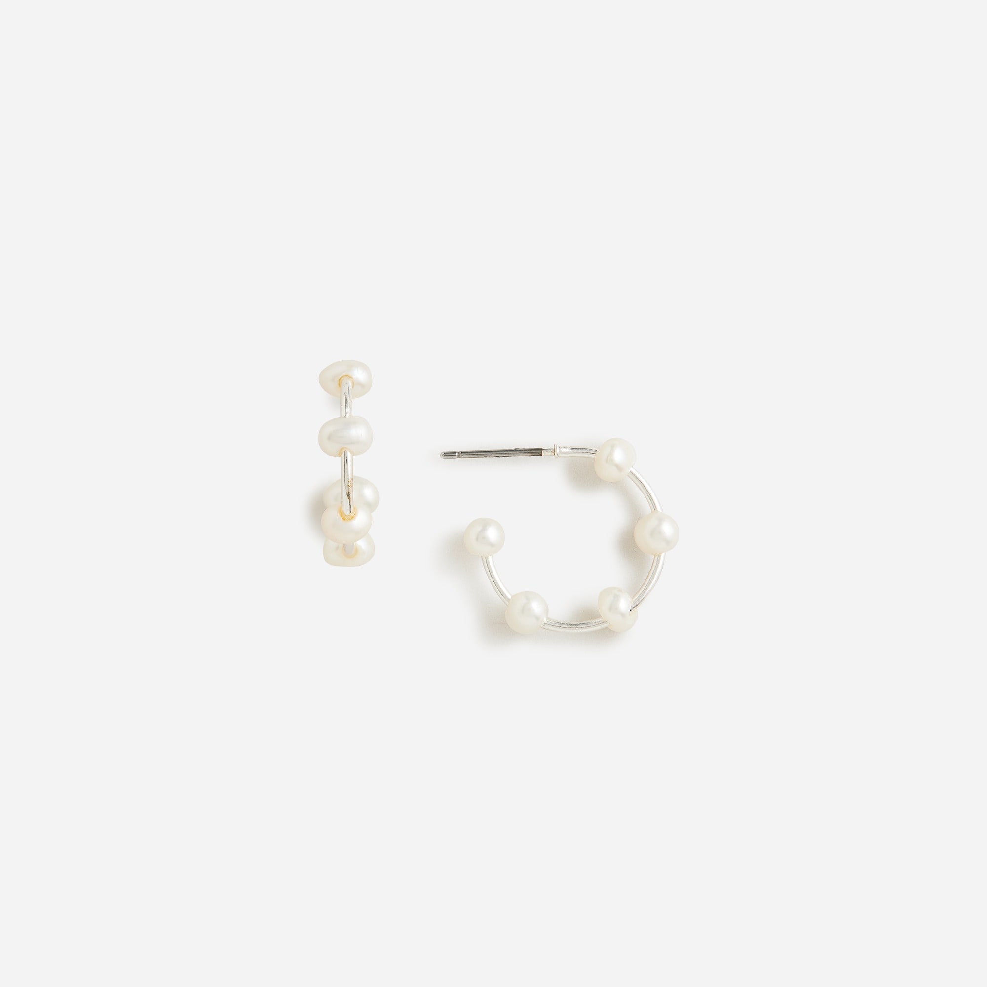womens Freshwater pearl beaded hoop earrings