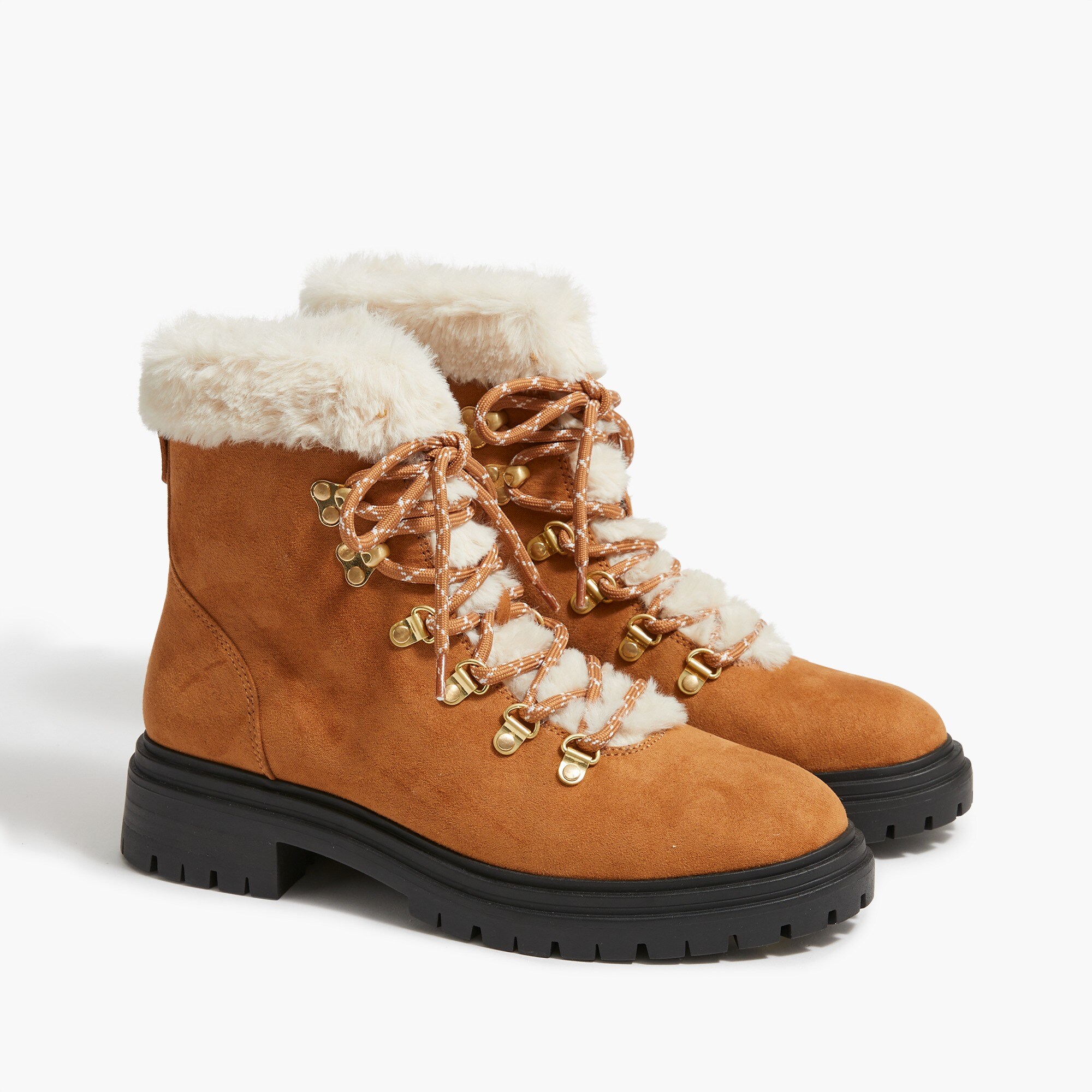 faux-fur winter hiking boots for women