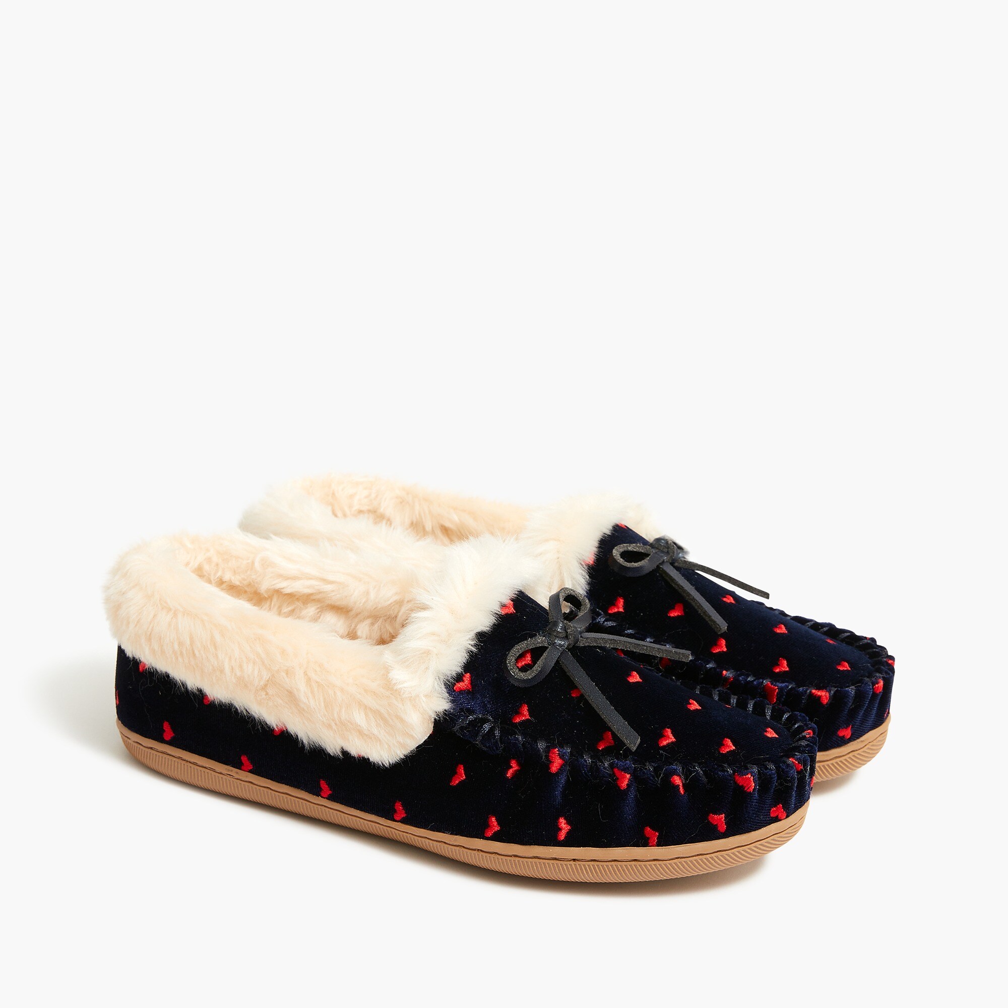 embroidered-heart slippers for women