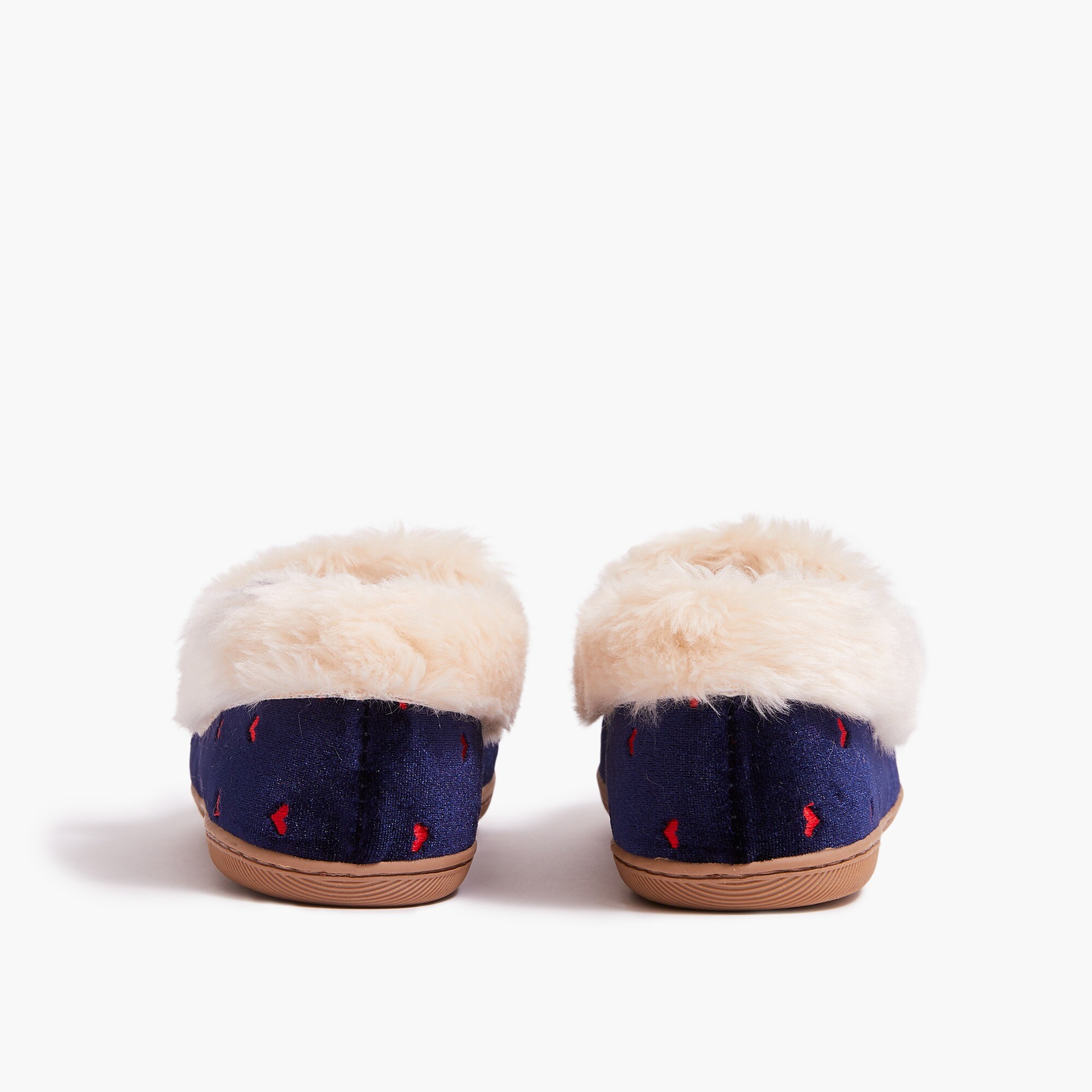 Embroidered-heart slippers