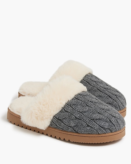 womens Cable-knit scuff slippers
