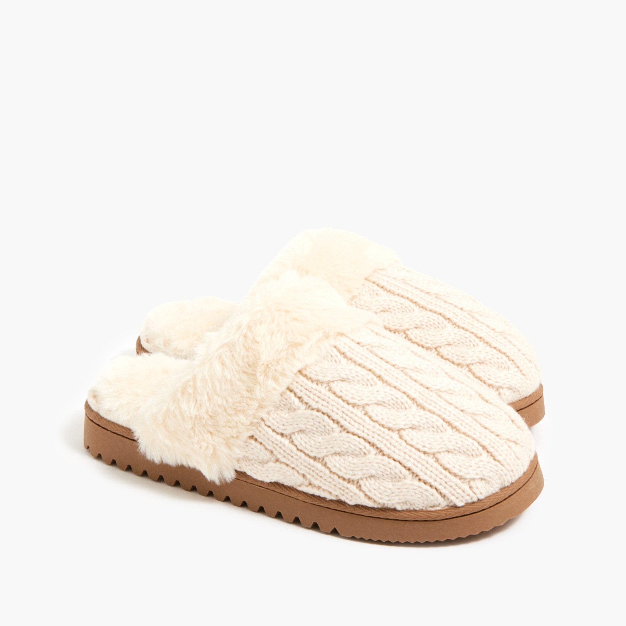 Cable-knit scuff slippers