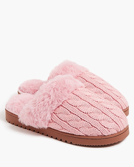  Cable-knit scuff slippers