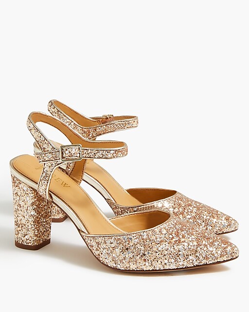  Glitter pointy-toe heels