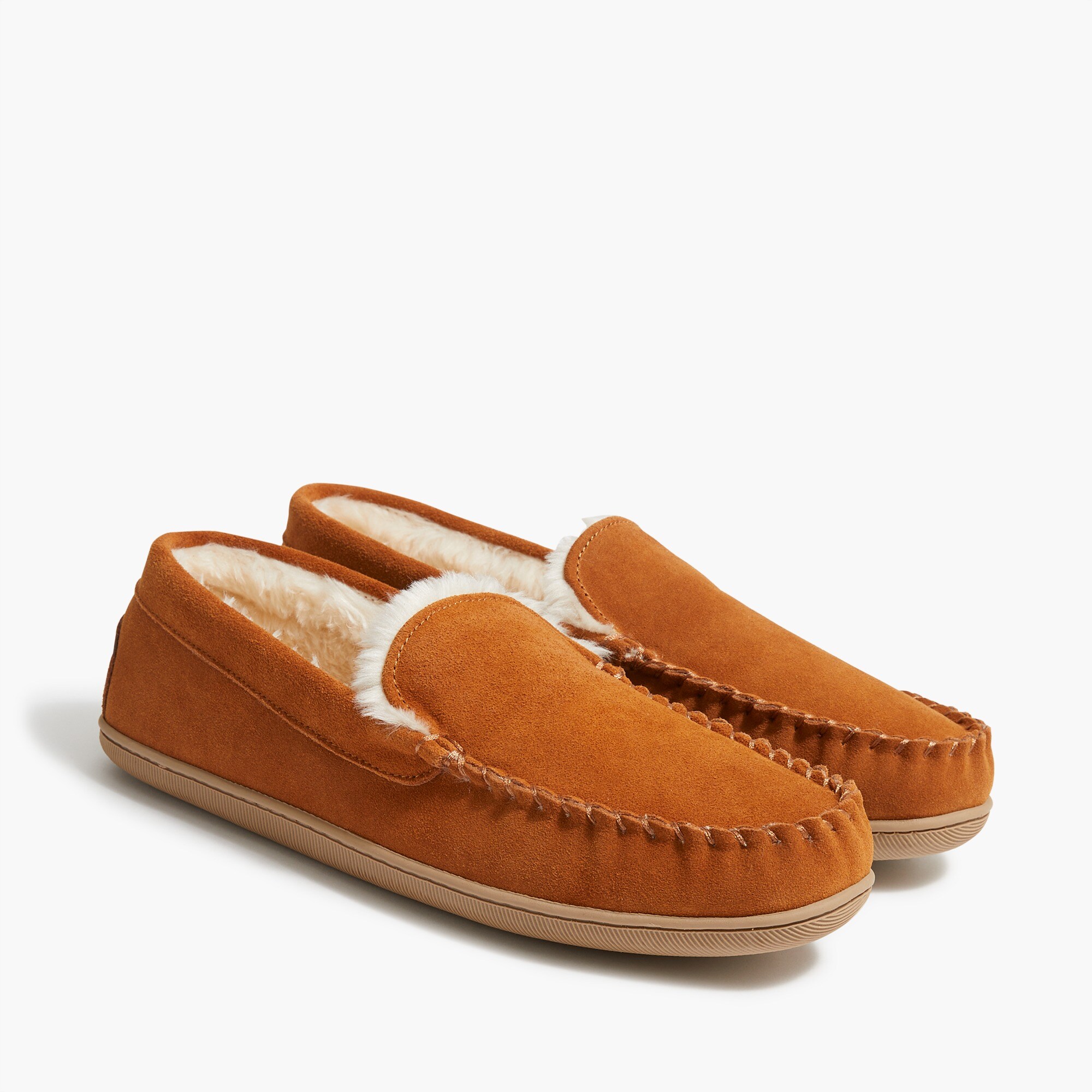 J Crew Men\'s Navy Suede Slippers Sherpa‎ Lined Slip On Winter Shoes Size 13 Aurélien | Navy Fur Suede Voyager Slipper main image 3