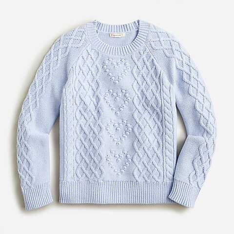 girls Girls' heart cable-knit sweater