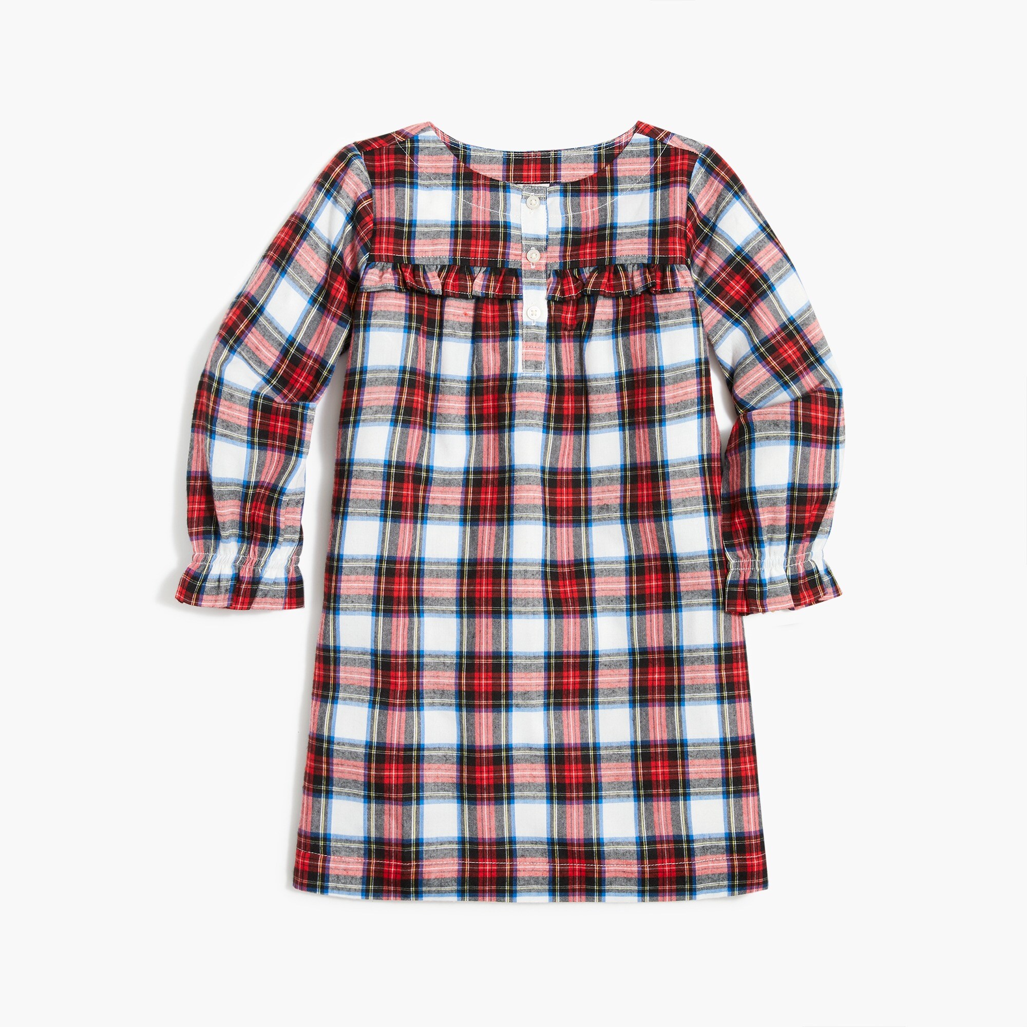 Girls' flannel plaid nightgown