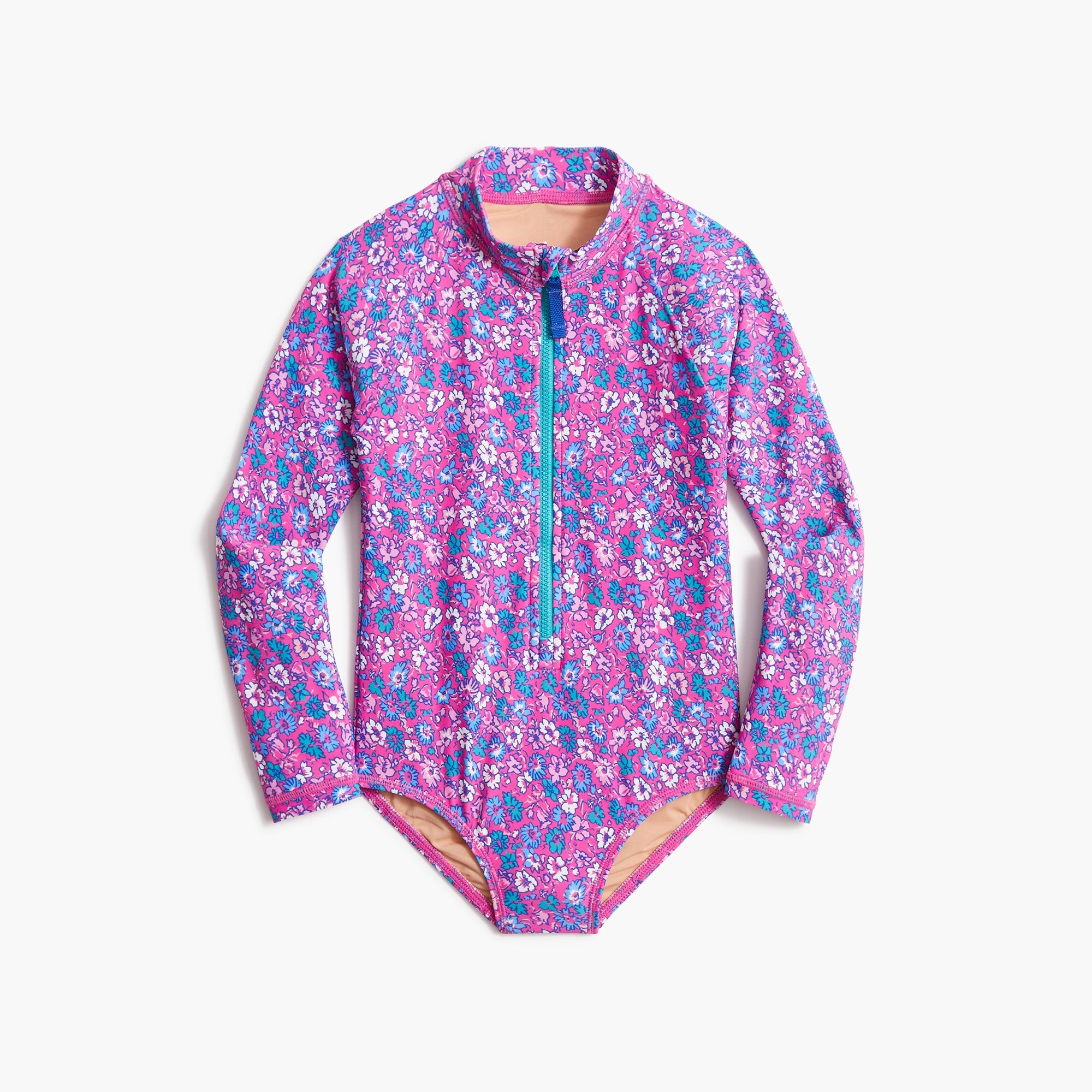 Girls' floral rash guard swimsuit