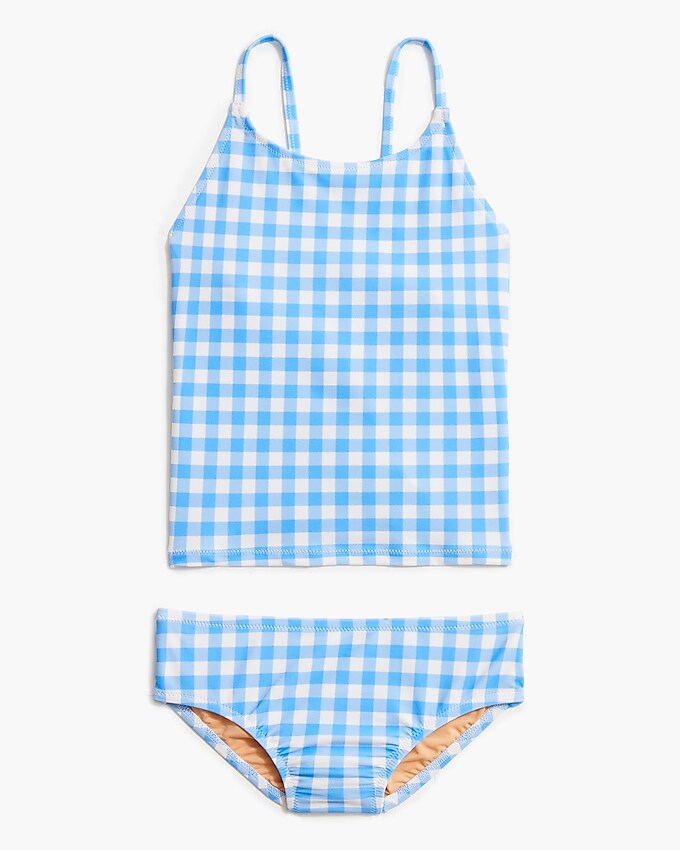 factory: girls&apos; gingham tankini swimsuit for girls, right side, view zoomed