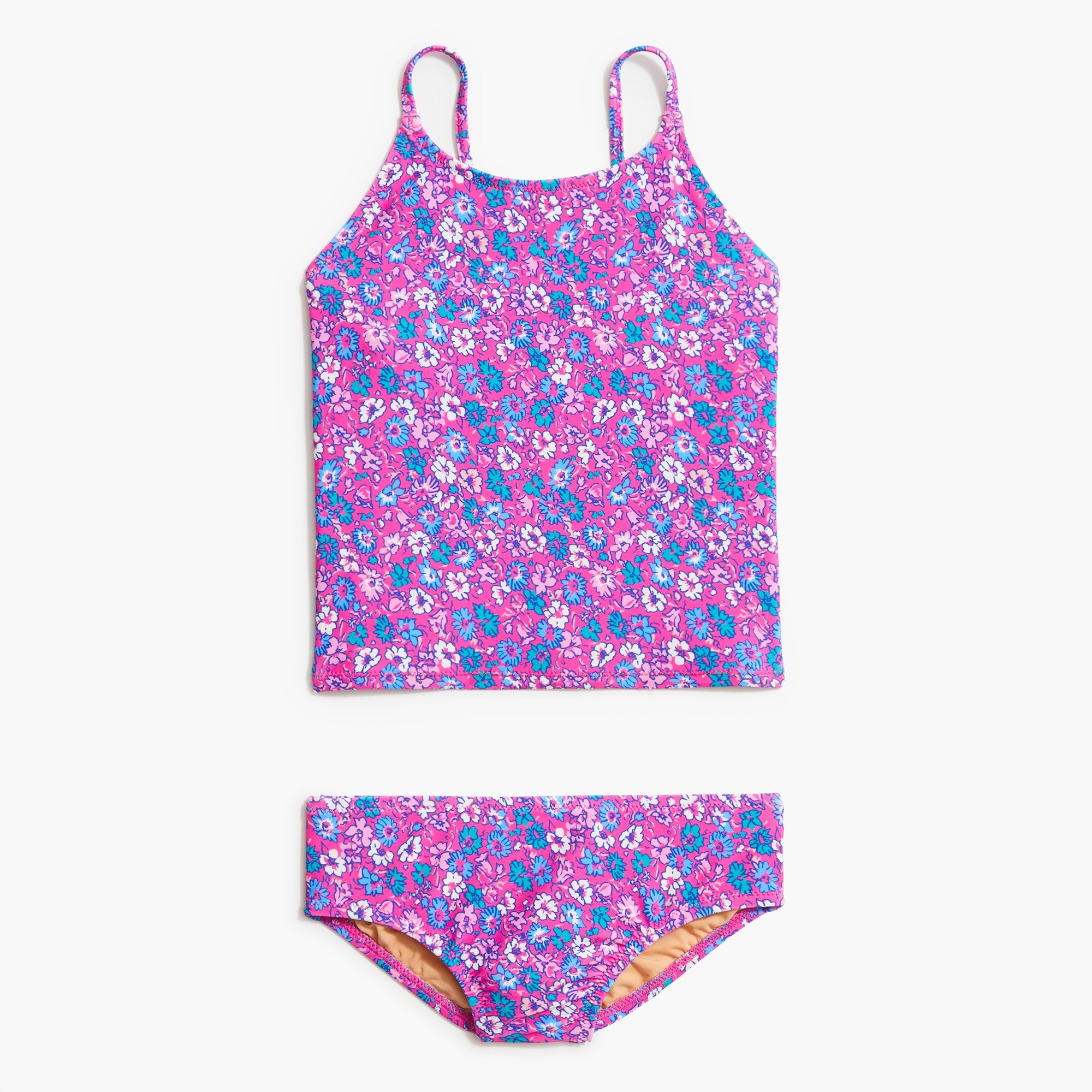 Girls' floral tankini swimsuit