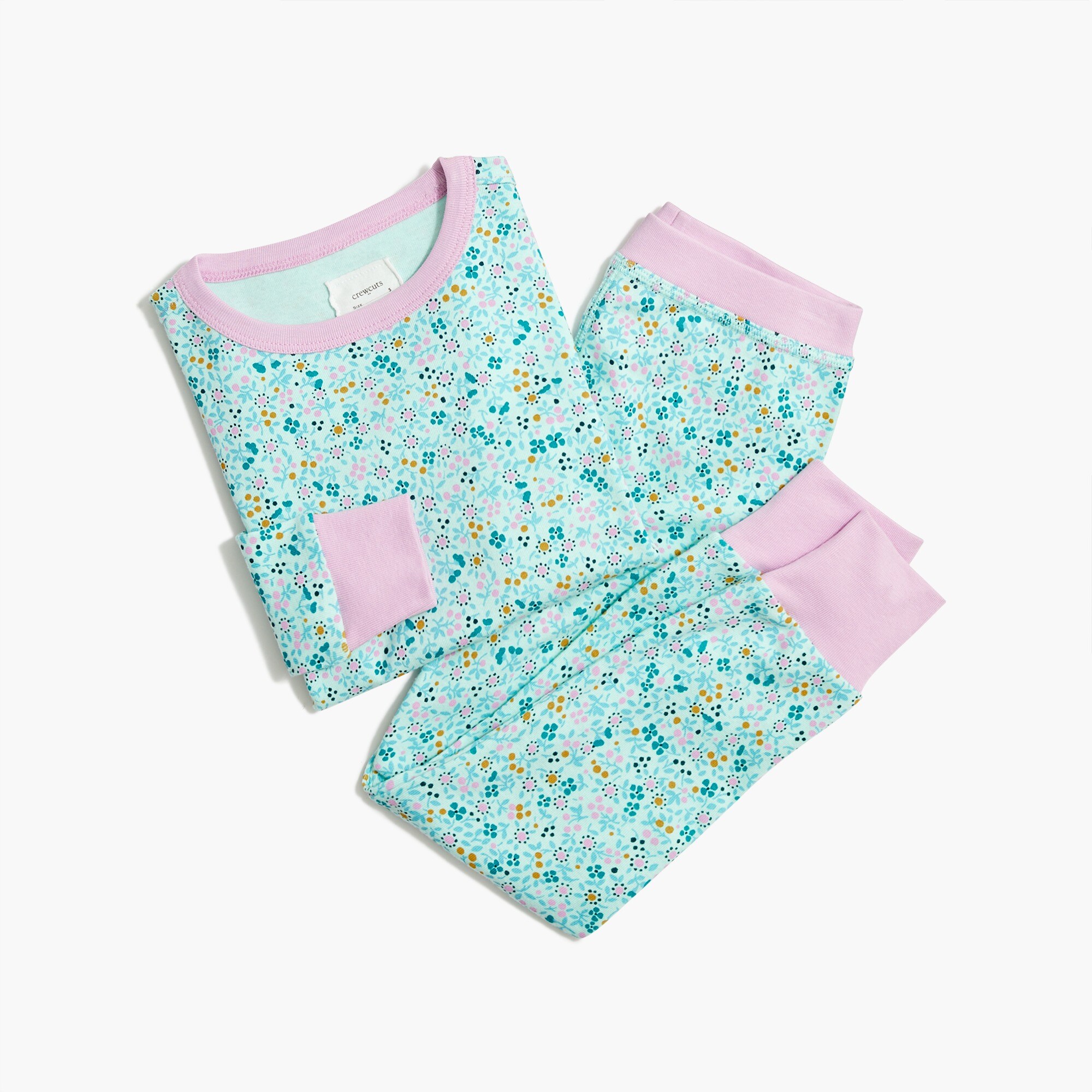 Girls' floral ribbed pajama set