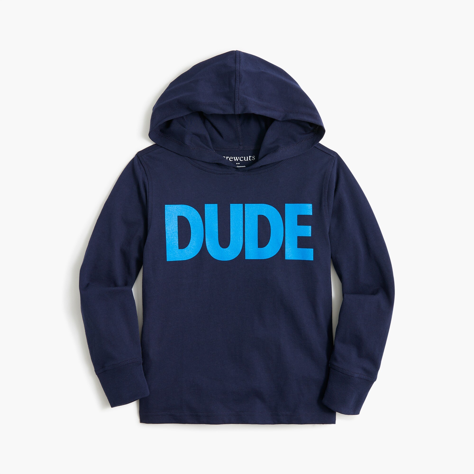 Kids' long-sleeve "dude" cotton jersey hooded tee