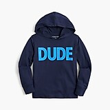 Kids&apos; long-sleeve &quot;dude&quot; cotton jersey hooded tee