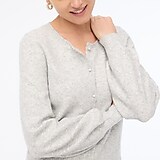 Puff-sleeve cardigan sweater in extra-soft yarn
