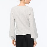 Puff-sleeve cardigan sweater in extra-soft yarn
