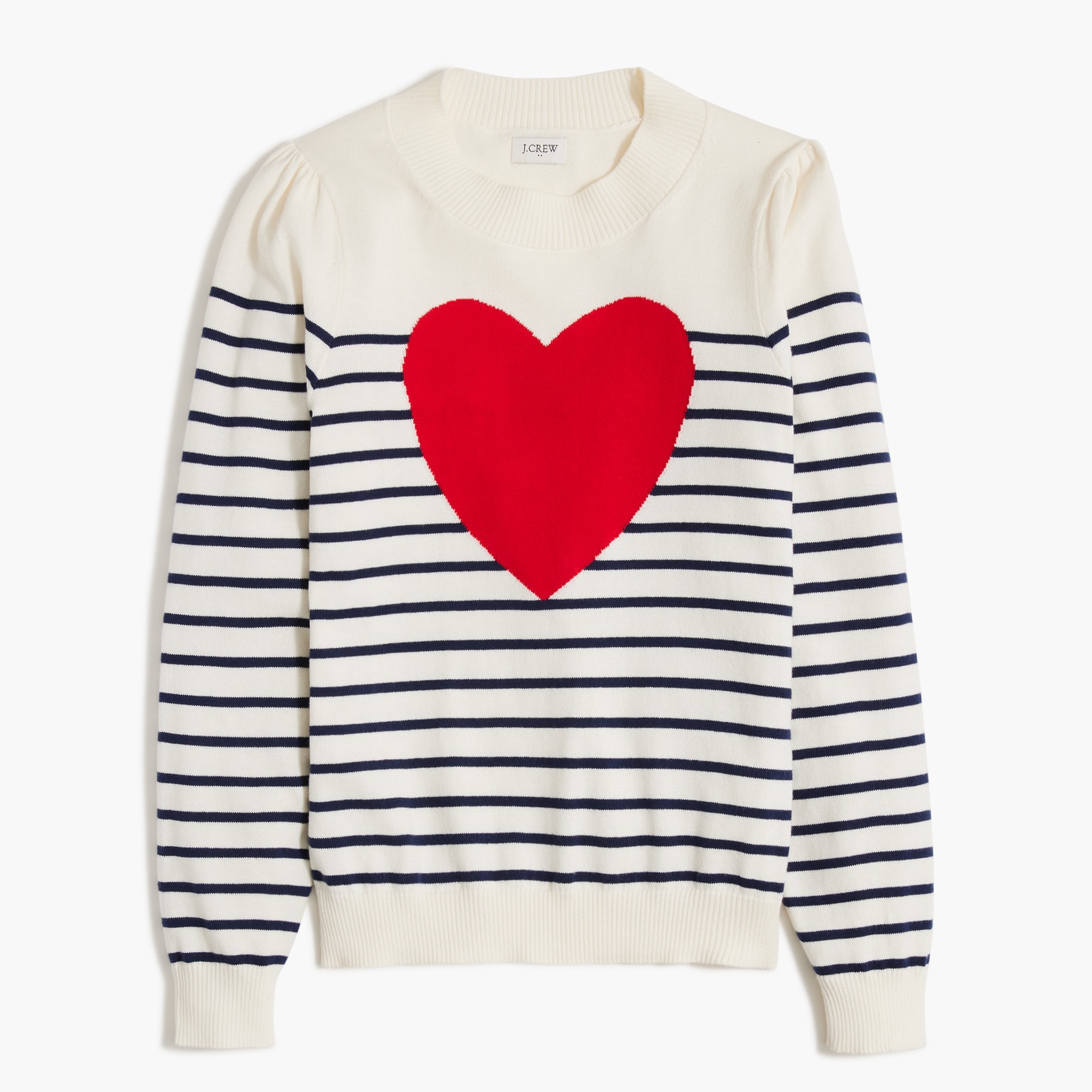 Puff-sleeve heart sweater