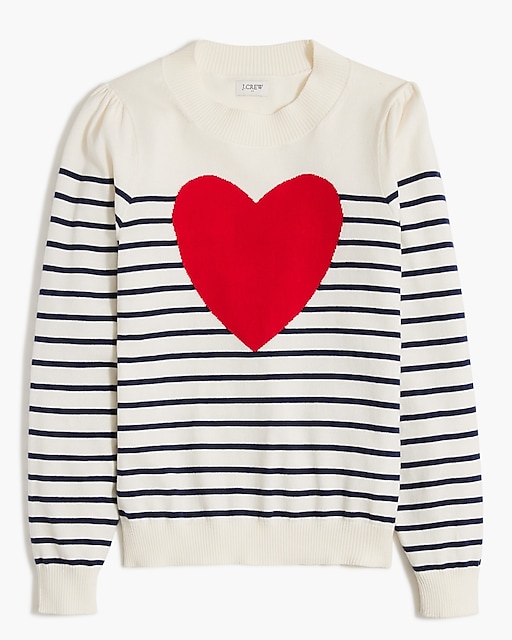  Puff-sleeve heart sweater