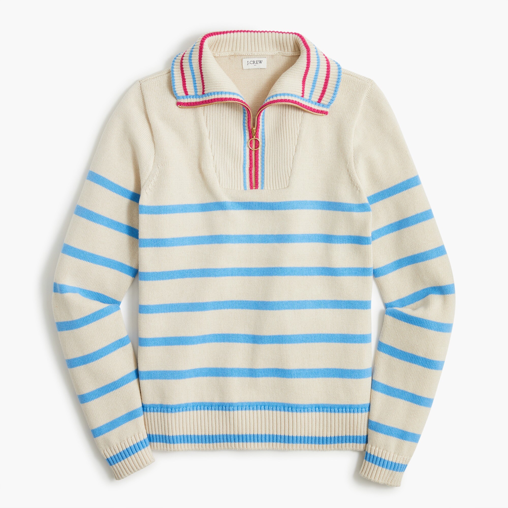 striped half-zip pullover for women