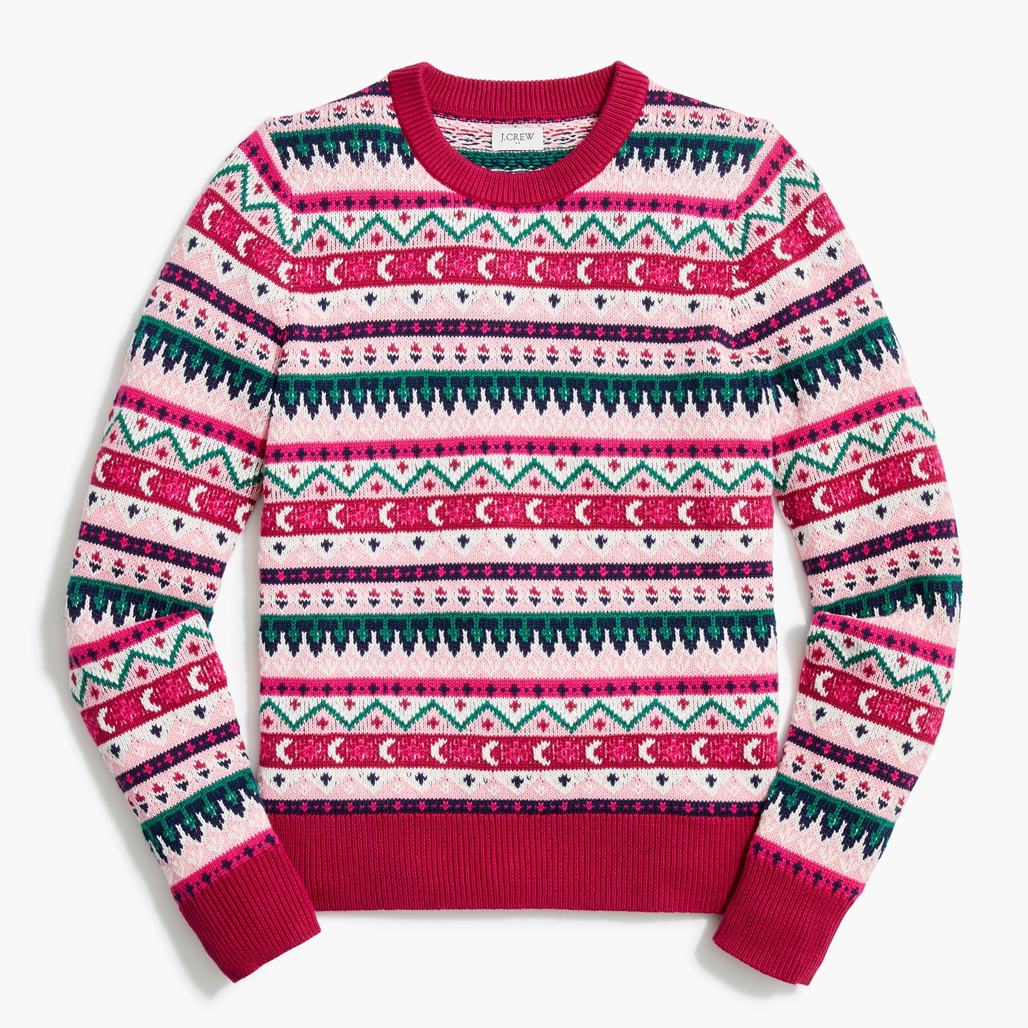 【新品未使用限定値下】Heart Fair Isle Knit Pullover Womens Valentines Day Knitted Fair Isle Print Retro Sweater