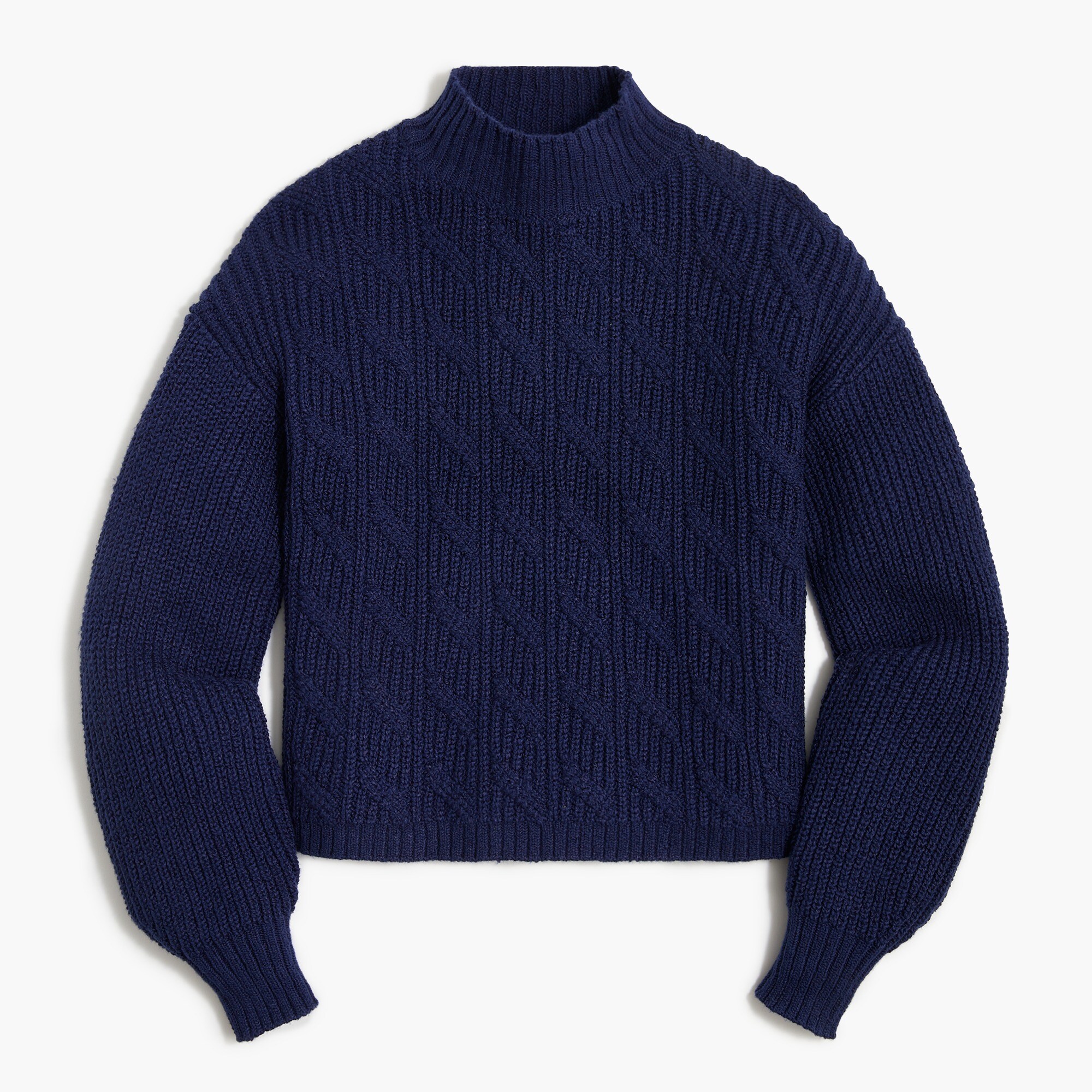 cotton-blend cable mockneck sweater for women